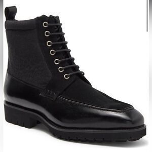 Maison Forte Stonegate Lug Black Lace Up High Top Boots Size 9.5 NWOB